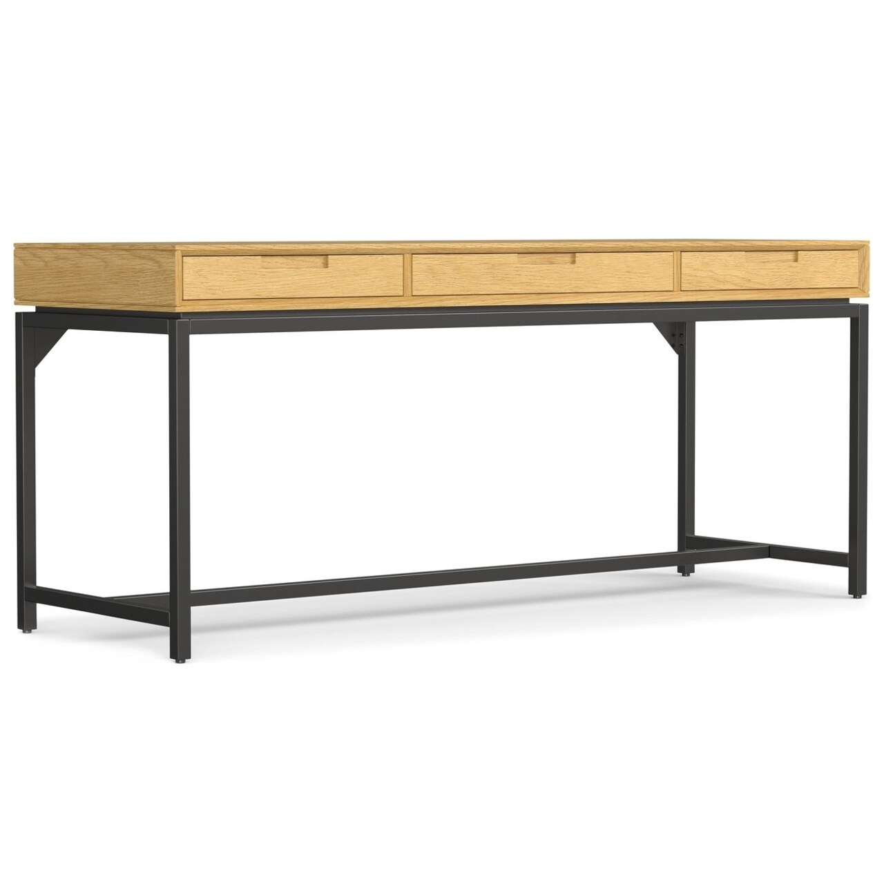 Banting Mid Century Wide Oak Desk 72 Inch With Metal Base And Drawers